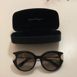 NEW Salvatore Ferragamo sunglasses — black with white and silver details